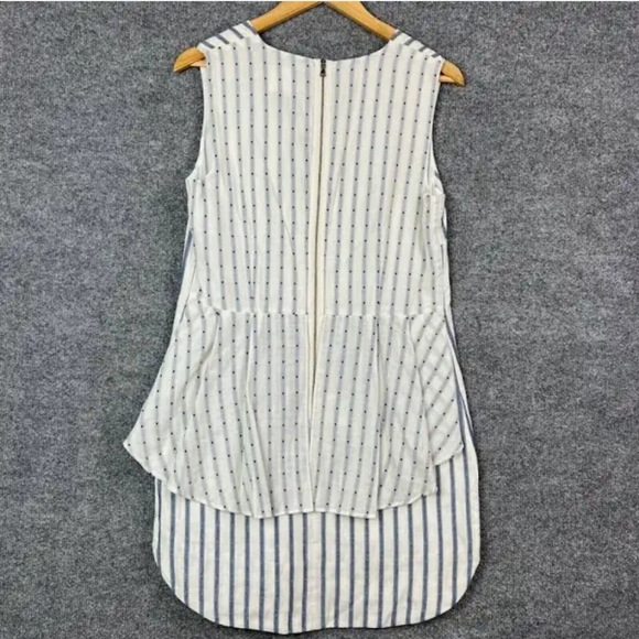 BCBGMAXAZRIA NWT "YOUSRA" DRESS BLUE AND WHITE STRIPED PEPLUM - Picture 2 of 4